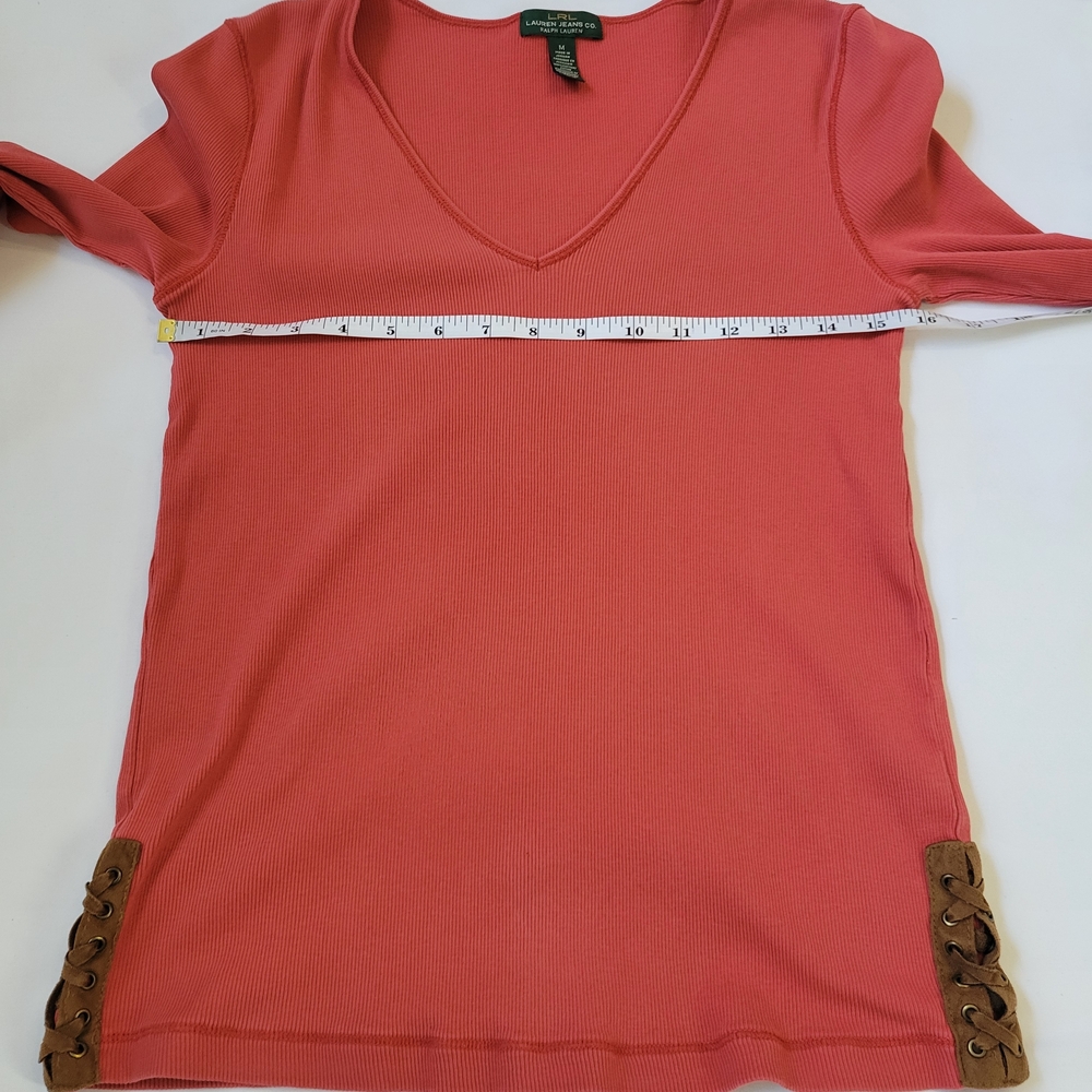 Lauren Ralph Lauren‎ Coral Long Sleeve Top with Button Details - Picture 7 of 14